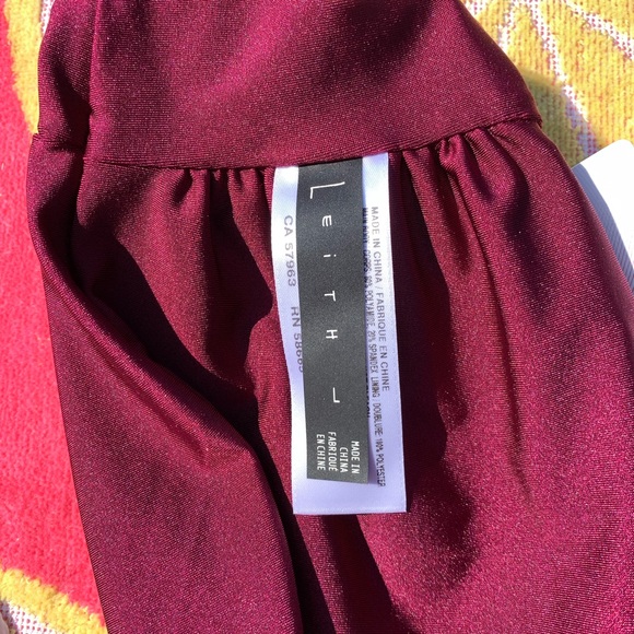 Leith Burgundy Tie Front Bandeau Bikini Top Large - Picture 7 of 8